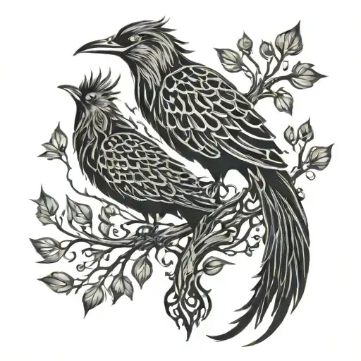 Phoenix Bird Inside A Tree Of Life tattoo design idea