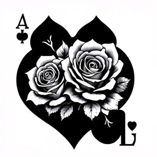 ace of hearts card with three rose gules tattoo design idea