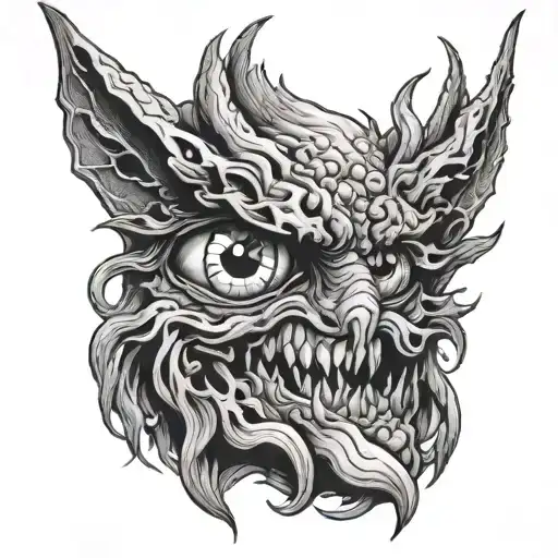 crying lucifer eyes while being scared tattoo design idea