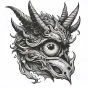 crying lucifer eyes while being scared tattoo design idea