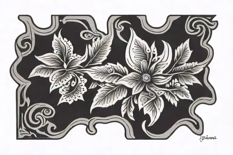 armband tattoo of Shawnee, Cree, and Ojibwe floral patterns tattoo design idea