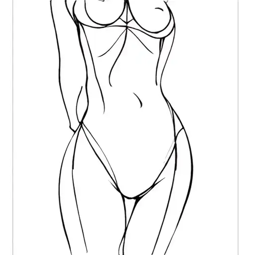 sexy women one line tattoo design in moddeling stance tattoo design idea