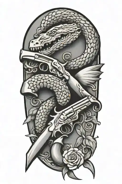 don't tread on me flintlock pistols crossing each other tattoo design idea
