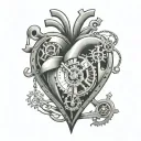 clockwork human heart tattoo with anchor pendulum swinging tattoo design idea