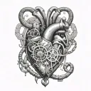 clockwork human heart tattoo with anchor pendulum swinging tattoo design idea
