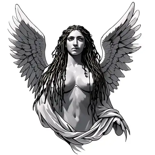 angel with dreads  tattoo design idea