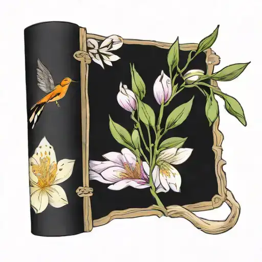 closed book with an olive branch and a colchicum on its cover tattoo design idea