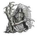 grim reaper in woods tattoo design idea