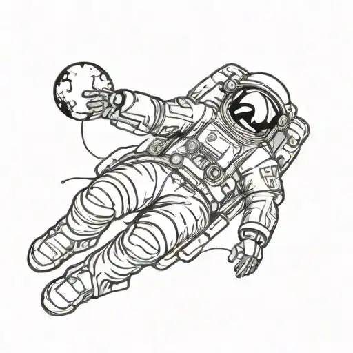 astronaut floating in space tattoo design idea