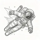 astronaut floating in space tattoo design idea