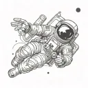 astronaut floating in space tattoo design idea