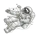 astronaut floating in space tattoo design idea