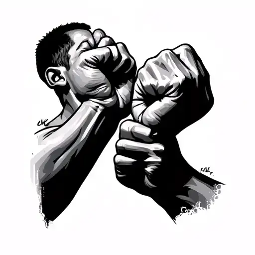 dad and son fists together tattoo design idea