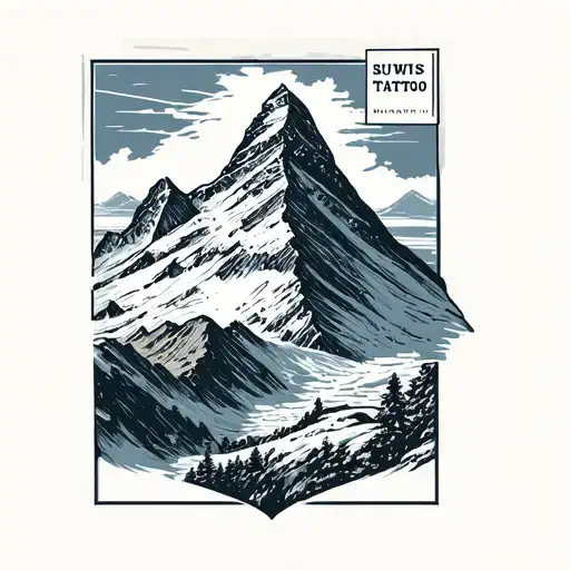Matterhorn on the postcard style tattoo. fine line. tine and for girl  tattoo design idea