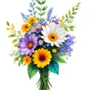 August, July. September birth flower bouquet tattoo design idea