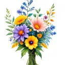 August, July. September birth flower bouquet tattoo design idea