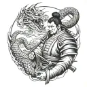samurai with dragon tattoo design idea
