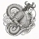 samurai with dragon tattoo design idea