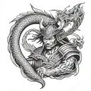 samurai with dragon tattoo design idea
