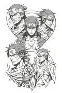 itachi with crow and luffy with zoro one piece tattoo design idea