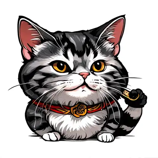 tradi Japanese small cat chef knife tattoo design idea