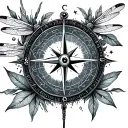 Compass, Dragonflies, and Celestial Botanicals tattoo design idea