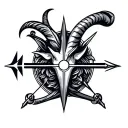 Sagittarius and Capricorn sigil incorporating elements tattoo design idea