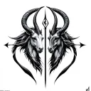 Sagittarius and Capricorn sigil incorporating elements tattoo design idea