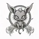 cute little devil wings and horns and tail  tattoo design idea