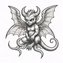 cute little devil wings and horns and tail  tattoo design idea