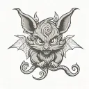 cute little devil wings and horns and tail  tattoo design idea