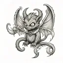cute little devil wings and horns and tail  tattoo design idea