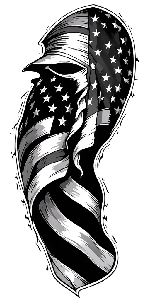 American flag tattered crusader looking tattoo design idea