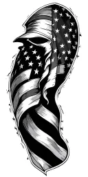 American flag tattered crusader looking tattoo design idea
