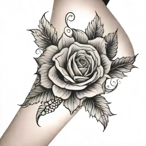 garter from stockings on the leg tattoo design idea