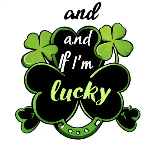 "and If I'm lucky" a 4 leaf clover and a horseshoe tattoo design idea