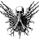 dark gothic skeleton praying tattoo design idea
