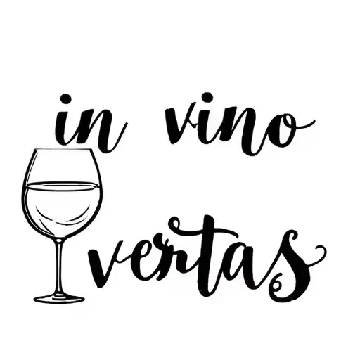 "in vino veritas" wine glass tattoo design idea