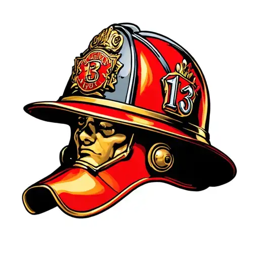 Lucky 13 Fire Chief Helmet tattoo design idea