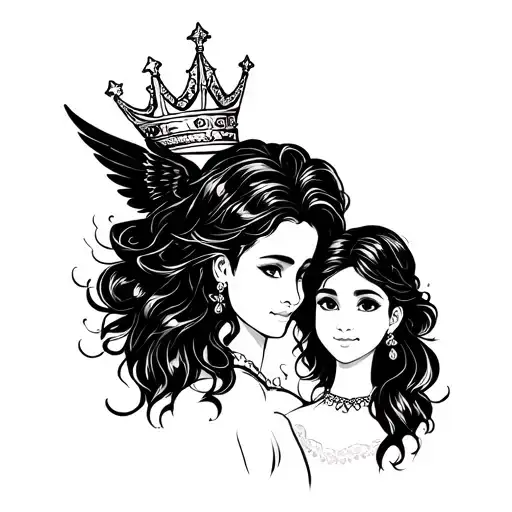 design where Nitya has a small crown above it and Rudransh has wings, representing your princess and little hero.Can be  tattoo design idea
