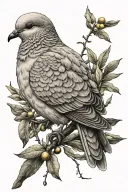 dove perched with olive branch wrapped tattoo design idea