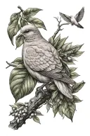 dove perched with olive branch wrapped tattoo design idea