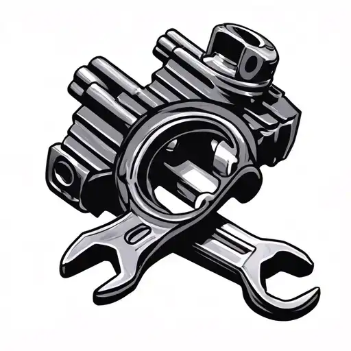 mechanic spanner piston engine crankshaft tattoo design idea