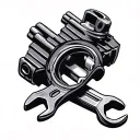 mechanic spanner piston engine crankshaft tattoo design idea