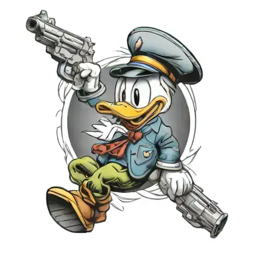 donald duck gun wrapped tattoo design idea