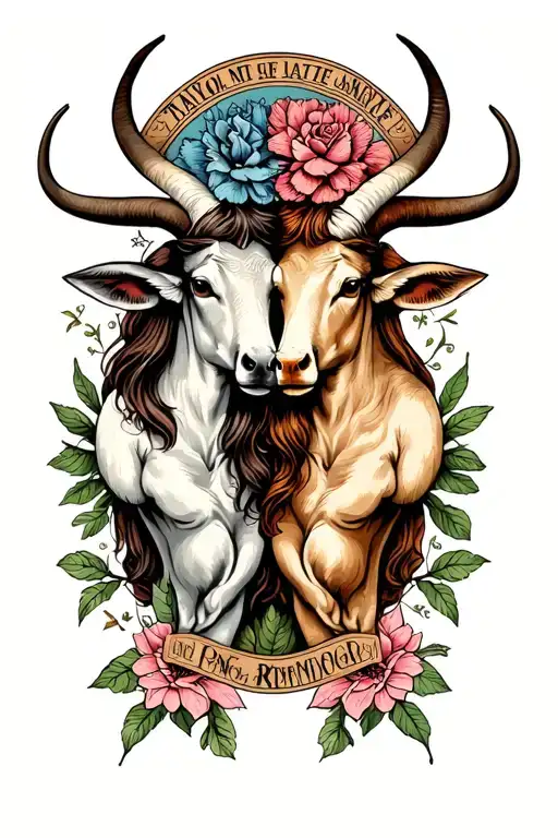 Matching best friend tattoos Taurus and Cancer zodiac sign tattoo design idea