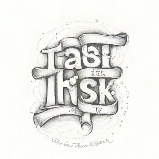 bubble letters of the phrase ' take risk in life' tattoo design idea