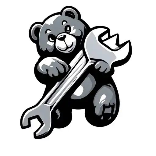 gummy bear holding wrench tattoo design idea