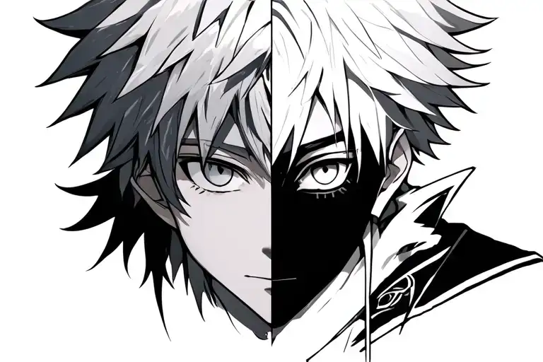 Half of killua half of zenitsu face tattoo design idea