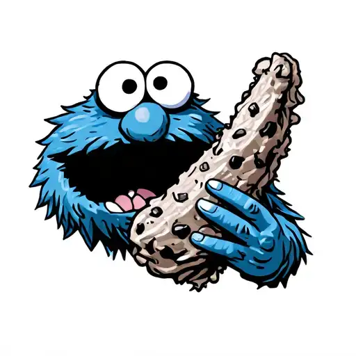 Cookie Monster eating chicken wing tattoo design idea